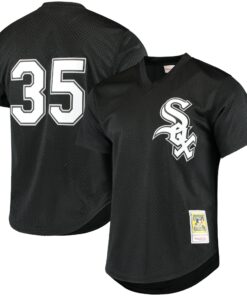 Men's Chicago White Sox Frank Thomas Mitchell & Ness Black Cooperstown Mesh Batting Practice Jersey