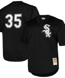 Men's Chicago White Sox Frank Thomas Profile Black Big & Tall Cooperstown Collection Mesh Batting Practice Jersey