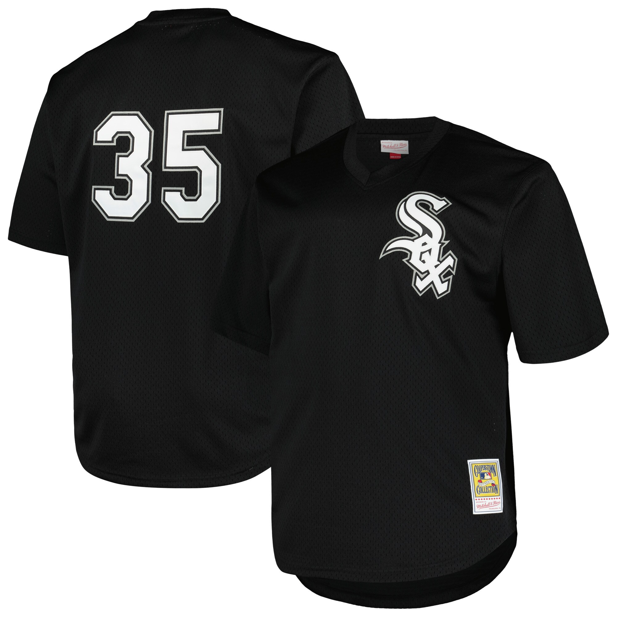 Men's Chicago White Sox Frank Thomas Profile Black Big & Tall Cooperstown Collection Mesh Batting Practice Jersey