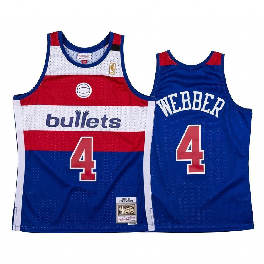 Men's Chris Webber 4 Washington Wizards Navy Hardwood Classics Jersey - JS336