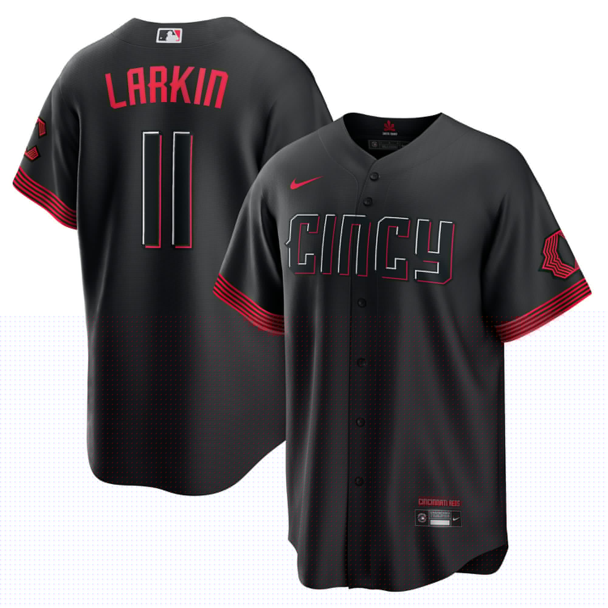 Men's Cincinnati Reds Barry Larkin Black City Connect Player Jersey