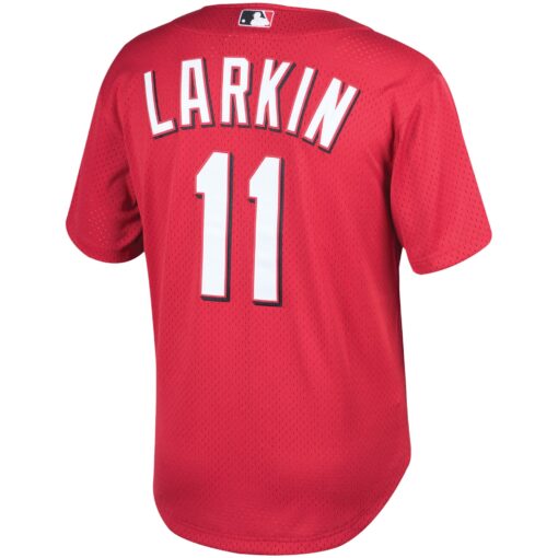 Men's Cincinnati Reds Barry Larkin Mitchell & Ness Red Throwback Cooperstown Mesh Batting Practice Jersey - Image 3