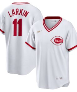 Men's Cincinnati Reds Barry Larkin White Home Cooperstown Collection Player Jersey