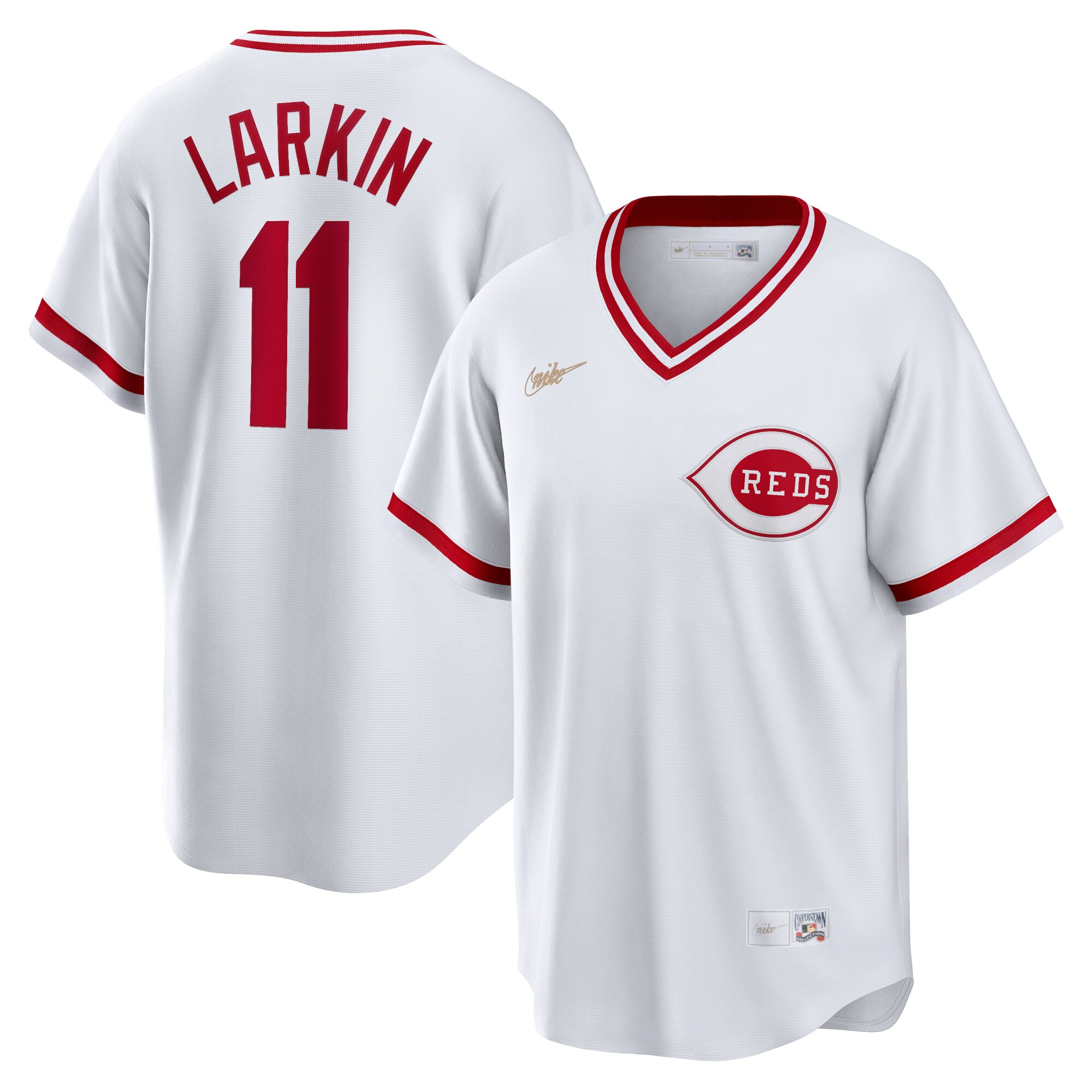Men's Cincinnati Reds Barry Larkin White Home Cooperstown Collection Player Jersey