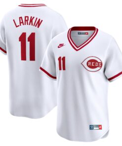 Men's Cincinnati Reds Barry Larkin White Throwback Cooperstown Limited Jersey