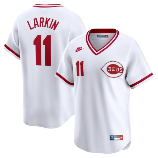 Men's Cincinnati Reds Barry Larkin White Throwback Cooperstown Limited Jersey
