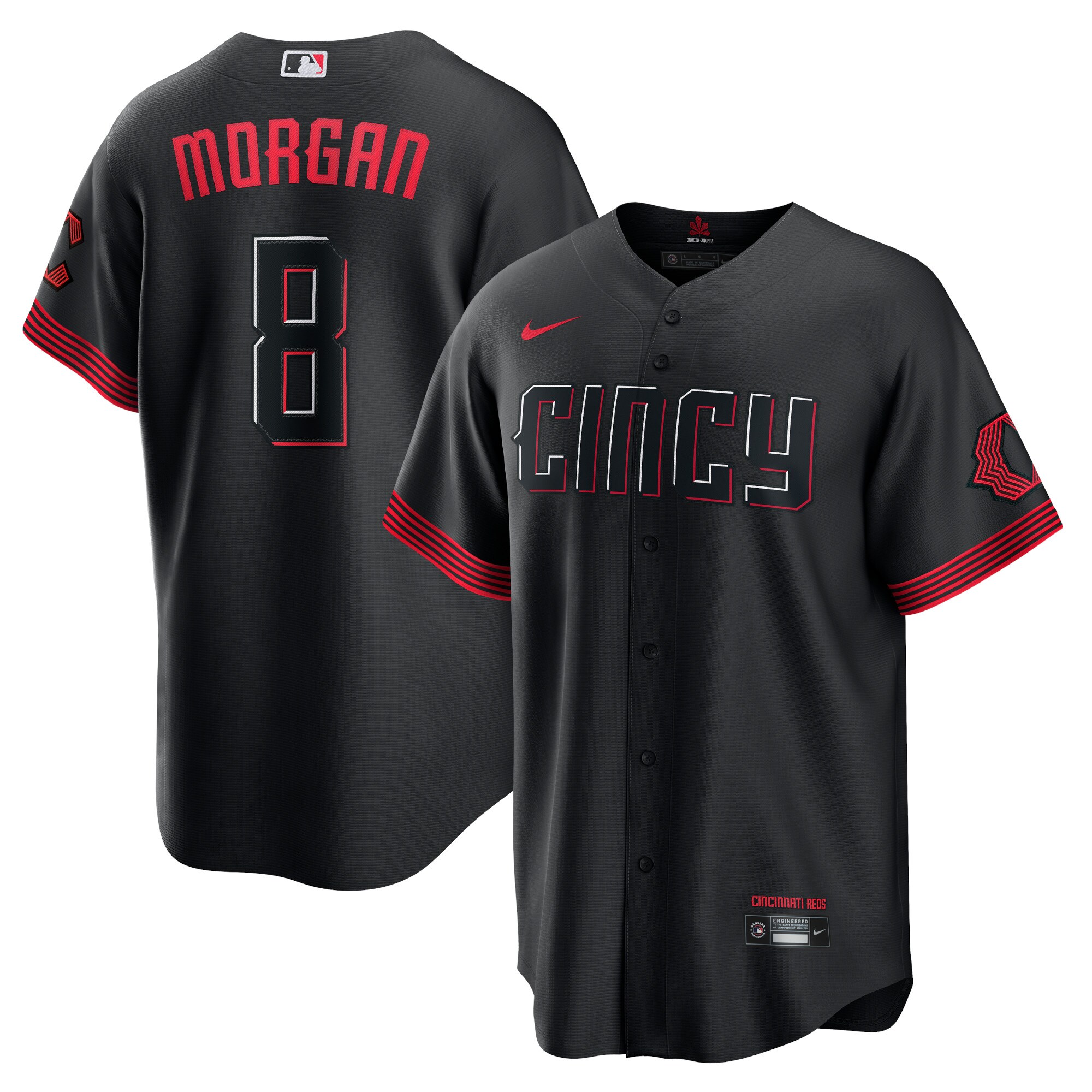 Men's Cincinnati Reds Joe Morgan Black City Connect Player Jersey