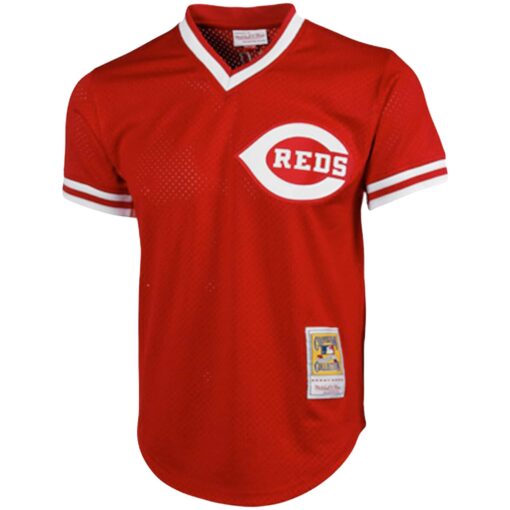 Men's Cincinnati Reds Johnny Bench Mitchell & Ness Red Cooperstown Collection Big & Tall Mesh Batting Practice Jersey - Image 2