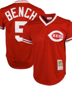 Men's Cincinnati Reds Johnny Bench Mitchell & Ness Red Cooperstown Collection Big & Tall Mesh Batting Practice Jersey