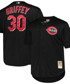 Men's Cincinnati Reds Ken Griffey Jr. Mitchell & Ness Black Big & Tall Cooperstown Collection Batting Practice Jersey