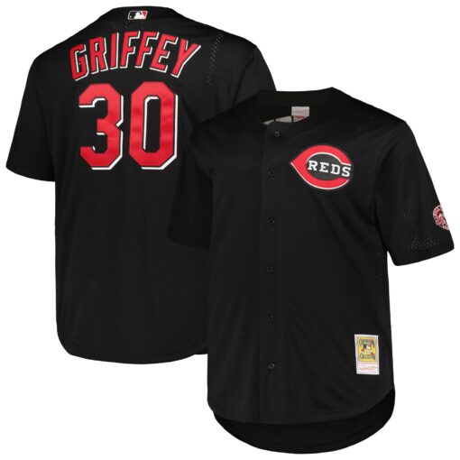 Men's Cincinnati Reds Ken Griffey Jr. Mitchell & Ness Black Big & Tall Cooperstown Collection Batting Practice Jersey