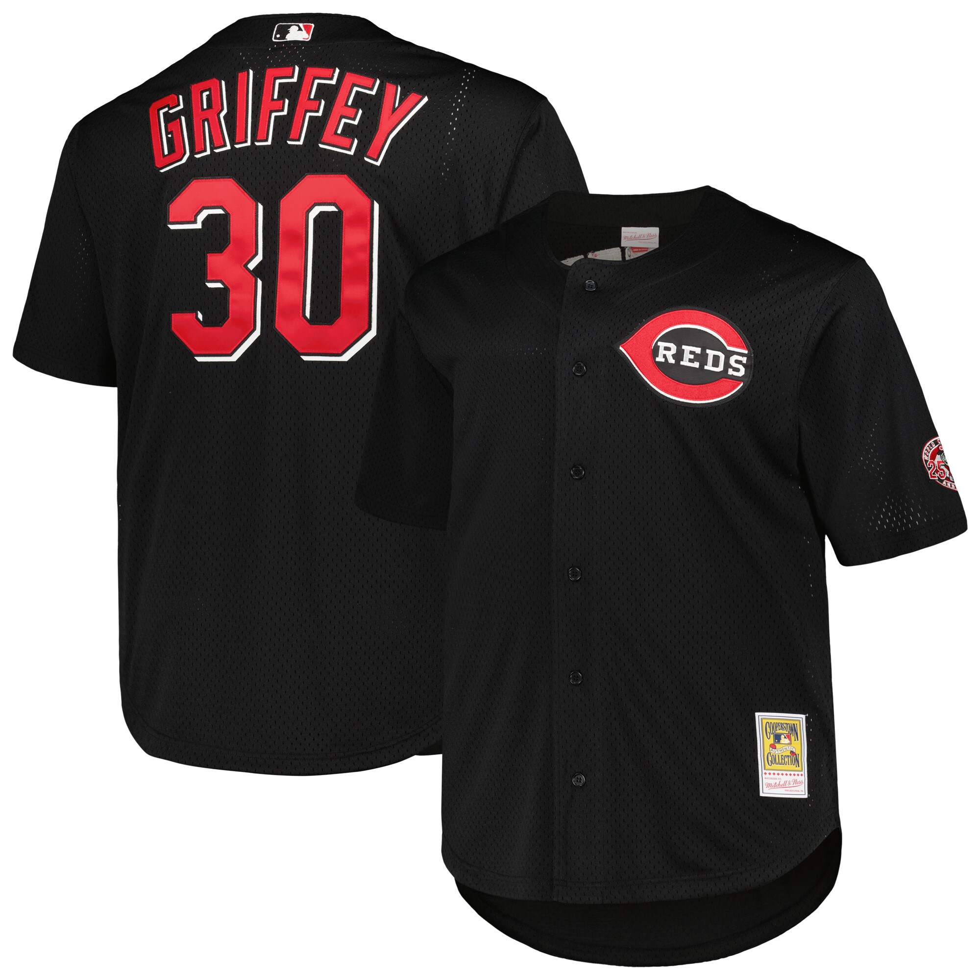 Men's Cincinnati Reds Ken Griffey Jr. Mitchell & Ness Black Big & Tall Cooperstown Collection Batting Practice Jersey