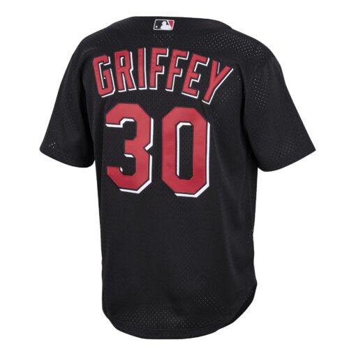 Men's Cincinnati Reds Ken Griffey Jr. Mitchell & Ness Black Cooperstown Collection Mesh Batting Practice Button-Up Jersey - Image 3