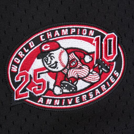 Men's Cincinnati Reds Ken Griffey Jr. Mitchell & Ness Black Cooperstown Collection Mesh Batting Practice Button-Up Jersey - Image 4