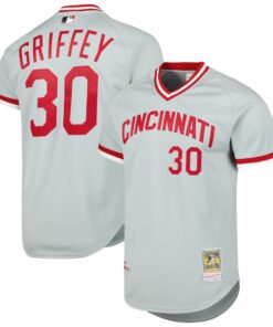 Men's Cincinnati Reds Ken Griffey Jr. Mitchell & Ness Gray 2004 Cooperstown Collection Throwback Jersey