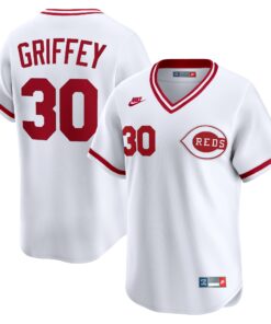 Men's Cincinnati Reds Ken Griffey White Throwback Cooperstown Collection Limited Jersey