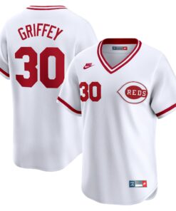 Men's Cincinnati Reds Ken Griffey White Throwback Cooperstown Limited Jersey