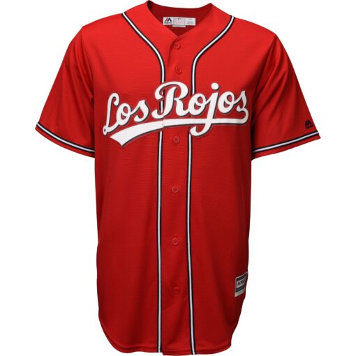 Men's Cincinnati Reds Majestic Scarlet Alternate Los Rojos Cool Base Jersey - Image 2