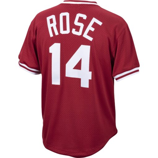 Men's Cincinnati Reds Pete Rose Mitchell & Ness Red Cooperstown Collection Mesh Batting Practice Jersey - Image 3