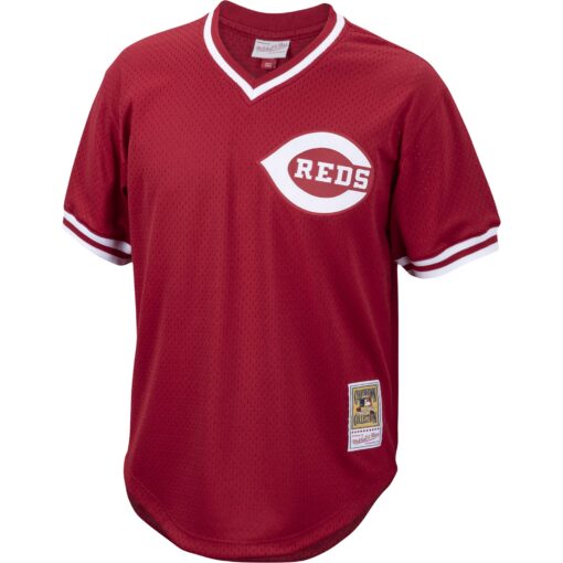 Men's Cincinnati Reds Pete Rose Mitchell & Ness Red Cooperstown Collection Mesh Batting Practice Jersey - Image 2
