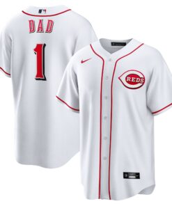 Men's Cincinnati Reds White #1 Dad Home Jersey