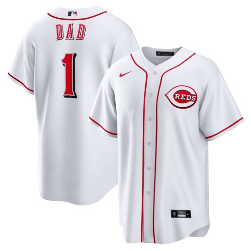 Men's Cincinnati Reds White #1 Dad Home Jersey