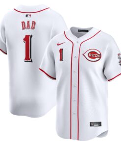 Men's Cincinnati Reds White #1 Dad Home Limited Jersey