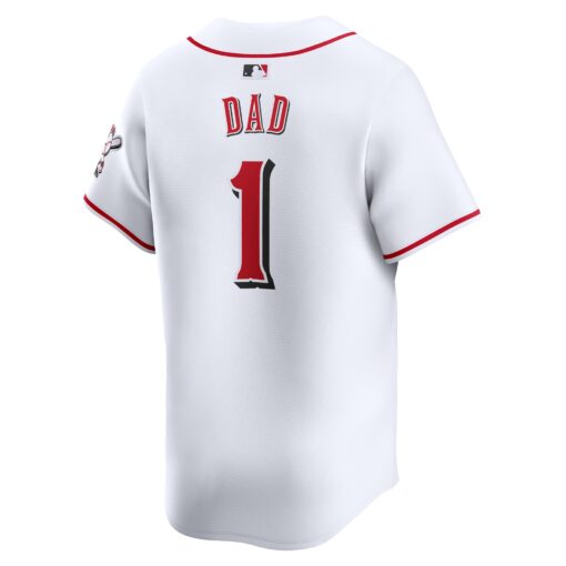 Men's Cincinnati Reds White #1 Dad Home Limited Jersey - Image 3