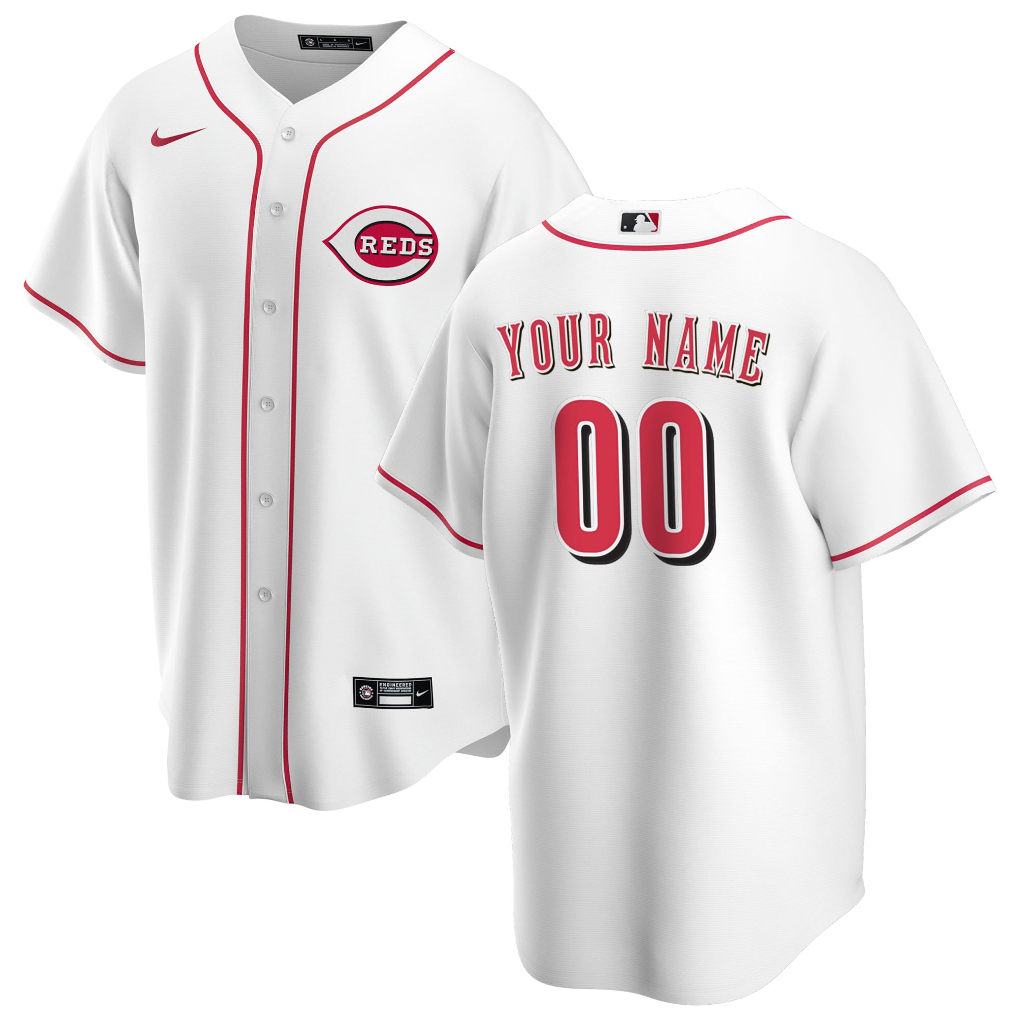 Men's Cincinnati Reds White Home Custom Jersey