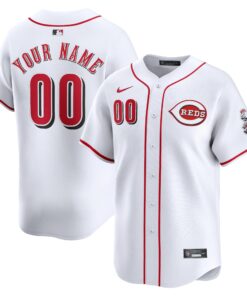 Men's Cincinnati Reds White Home Limited Custom Jersey