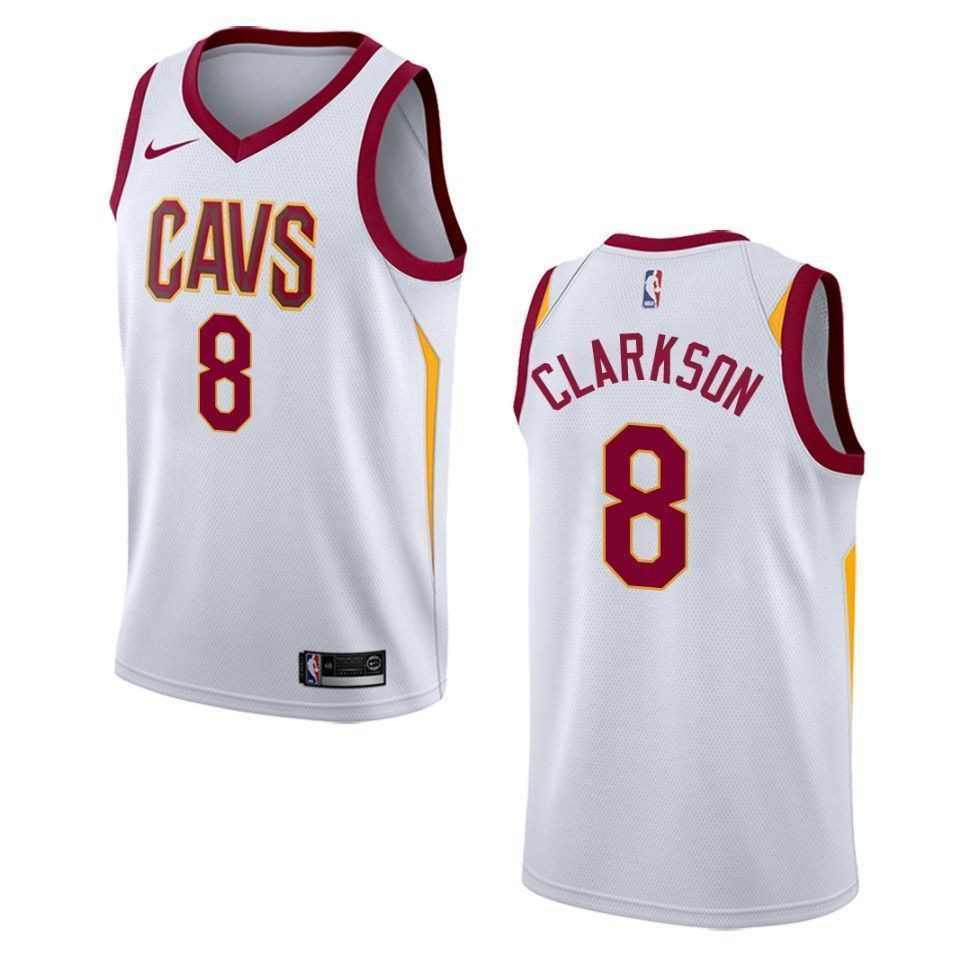 Men's Cleveland Cavaliers 8 Jordan Clarkson Association Swingman Jersey - White - JS925