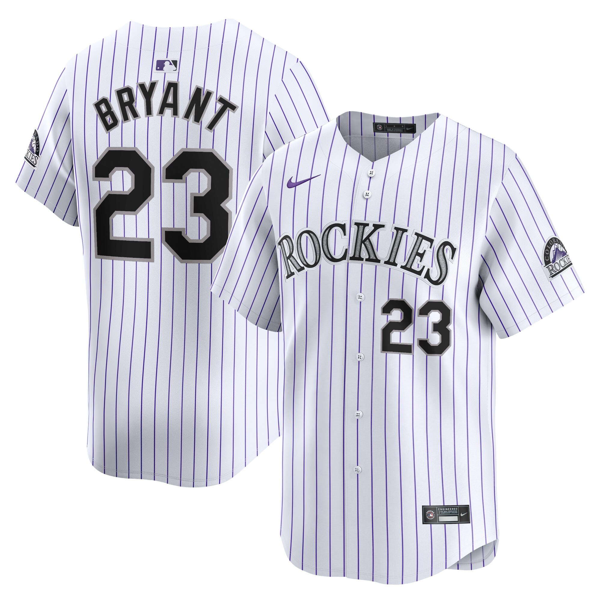 Men's Colorado Rockies Kris Bryant White Home Limited Player Jersey