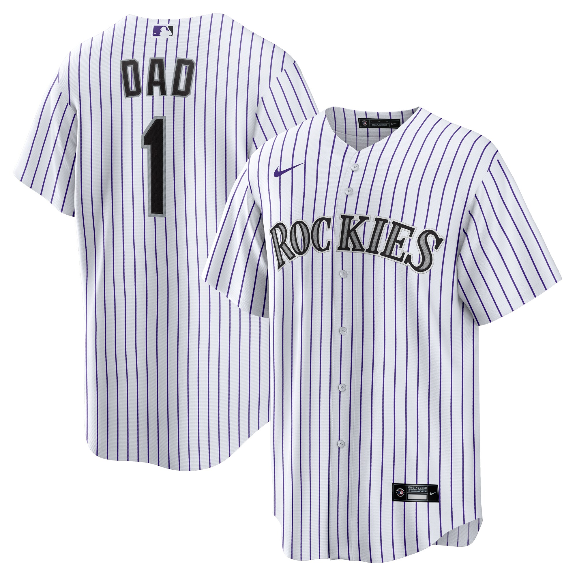 Men's Colorado Rockies White #1 Dad Home Jersey
