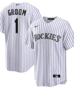 Men's Colorado Rockies White #1 Groom Home Jersey