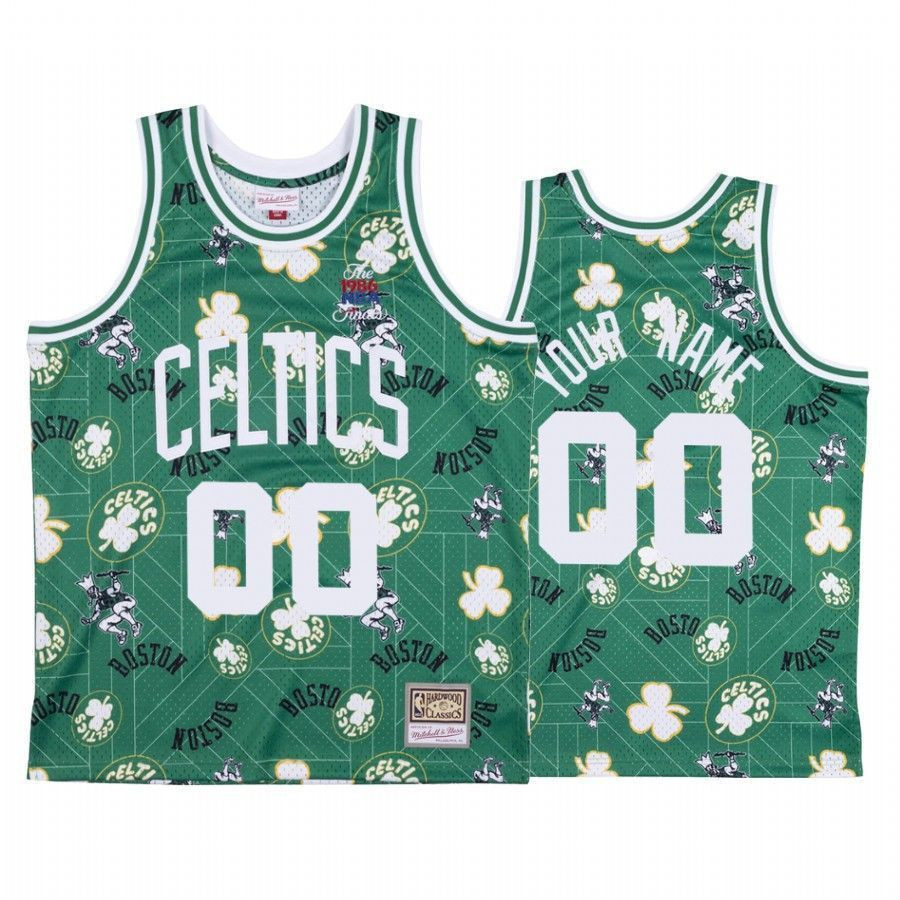Men's Custom 00 Boston Celtics Green Tear Up Pack Jersey - JS544