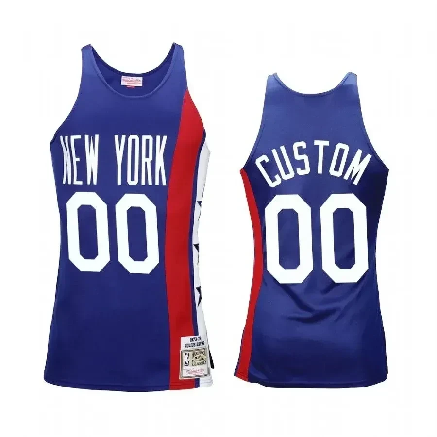 Men's Custom 00 Brooklyn Nets Royal 1975 Hardwood Classics Jersey - JS223