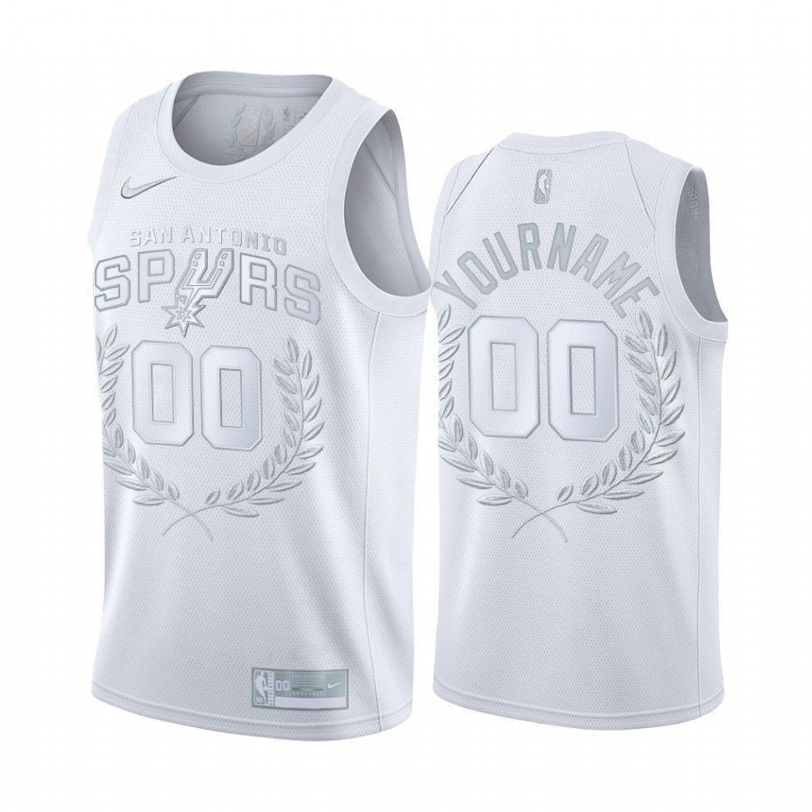 Men's Custom 00 San Antonio Spurs White Glory Awards Jersey - JS731