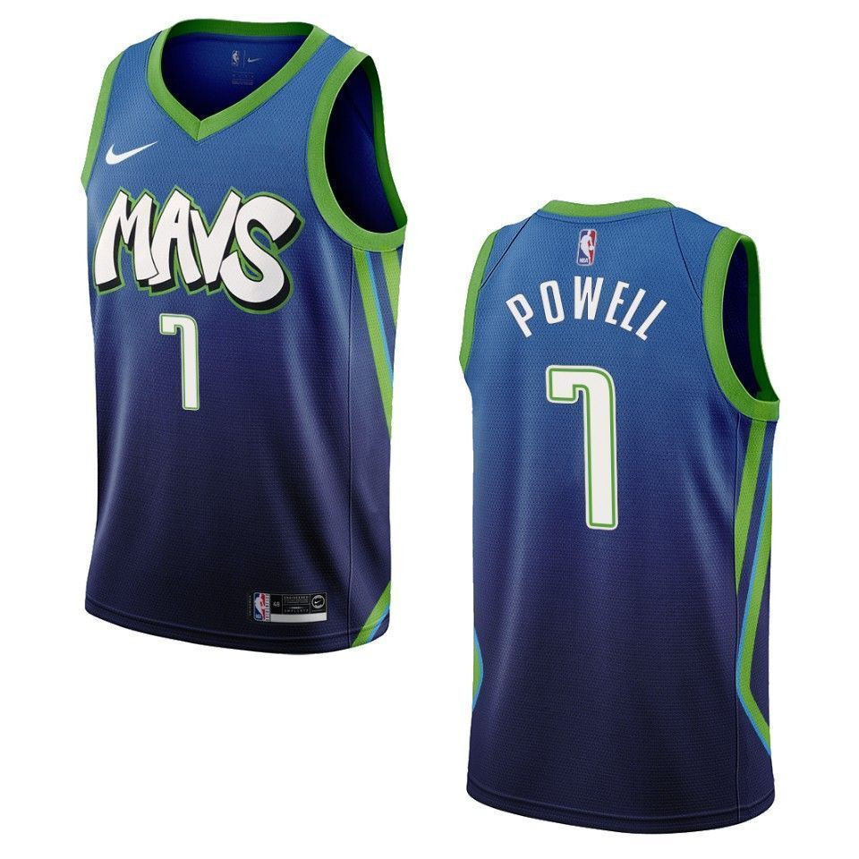 Men's Dallas Mavericks 7 Dwight Powell City Edition Swingman Jersey - Blue - JS356