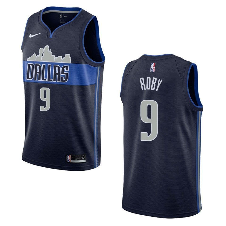 Men's Dallas Mavericks 9 Isaiah Roby Statement Swingman Jersey - Navy - JS272
