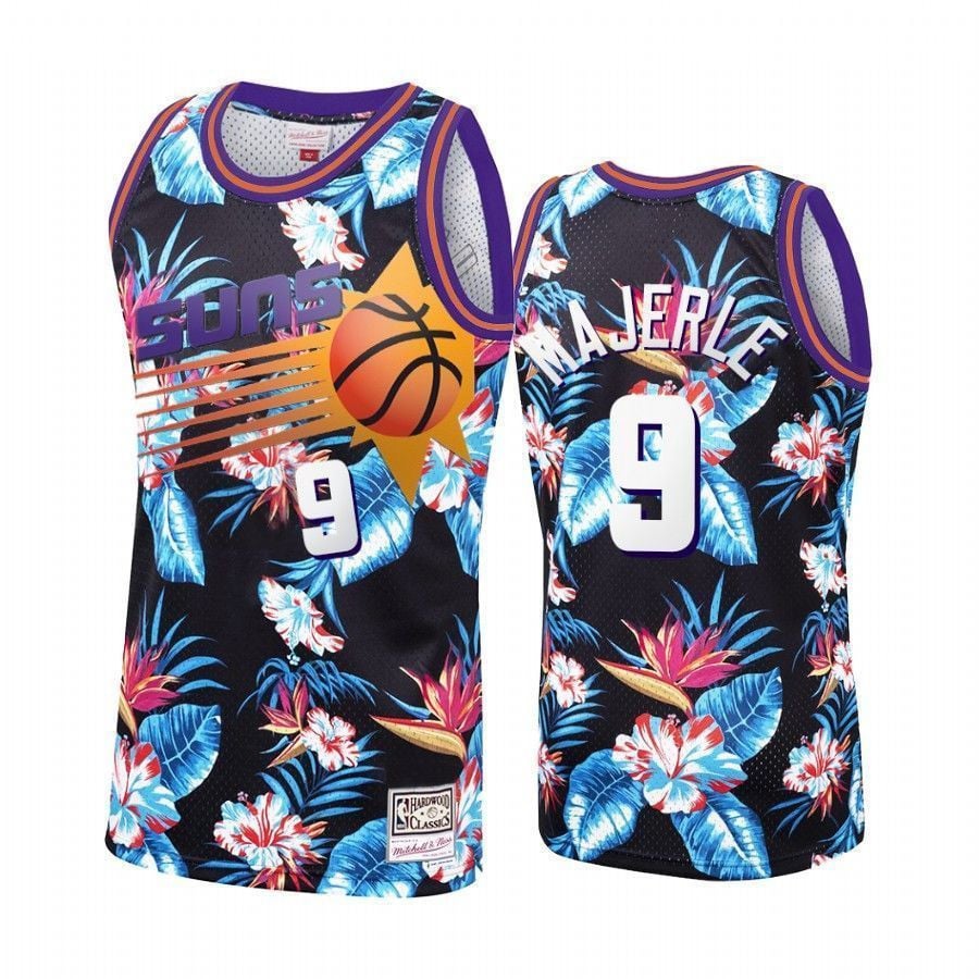 Men's Dan Majerle 9 Phoenix Suns Black Floral Fashion Jersey - JS551