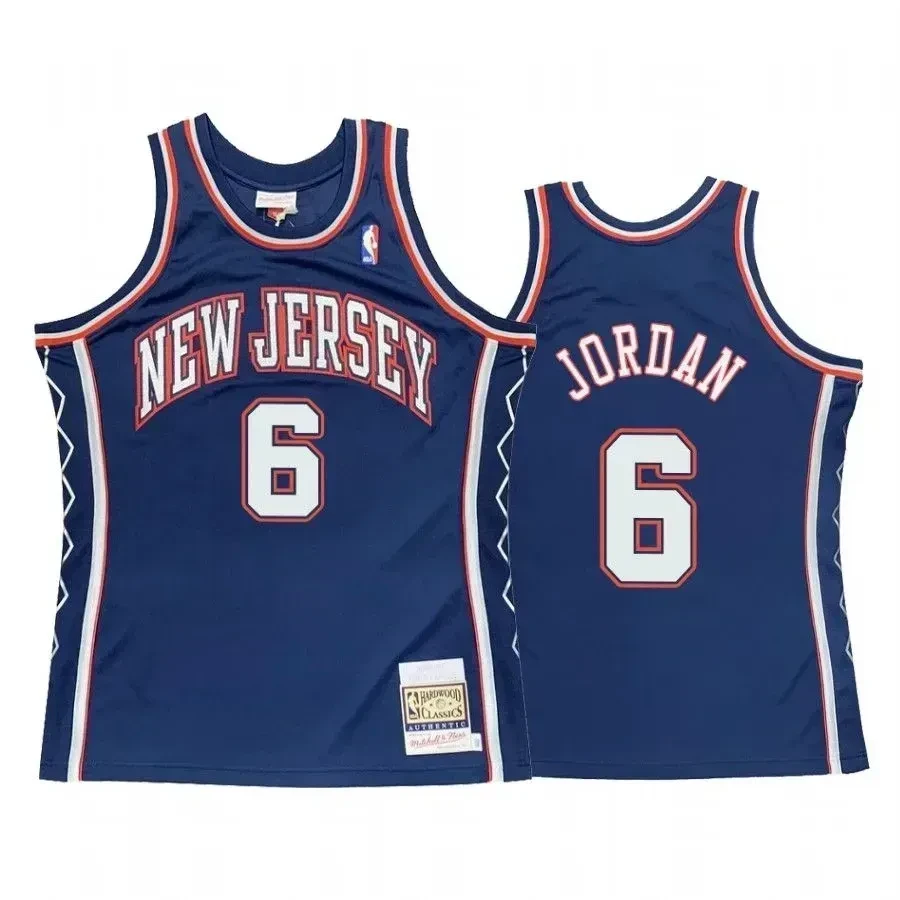 Men's Deandre Jordan 6 Brooklyn Nets Blue Hardwood Classics Jersey - JS237