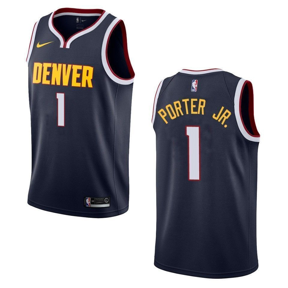 Men's Denver Nuggets 1 Michael Porter Jr. Icon Swingman Jersey - Navy - JS346