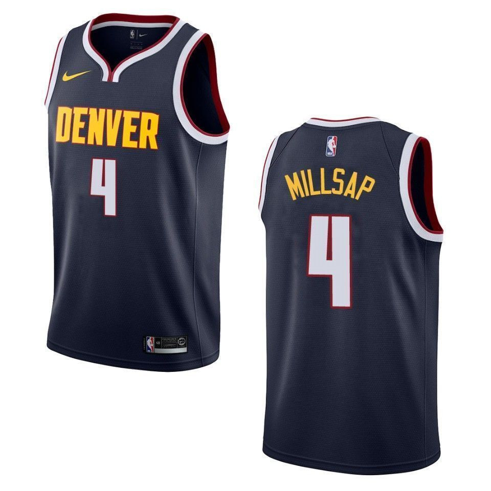 Men's Denver Nuggets 4 Paul Millsap Icon Swingman Jersey - Navy - JS851