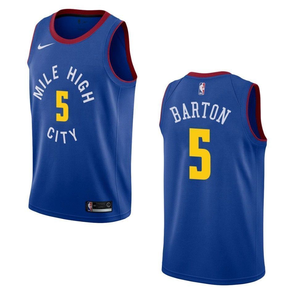 Men's Denver Nuggets 5 Will Barton Statement Swingman Jersey - Blue - JS426