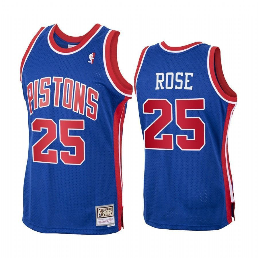 Men's Derrick Rose 25 Detroit Pistons Royal Hardwood Classics Jersey - JS233