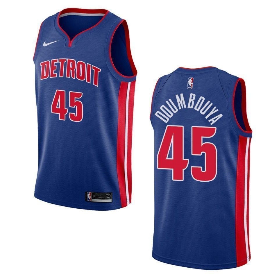 Men's Detroit Pistons 45 Sekou Doumbouya Icon Swingman Jersey - Blue - JS705