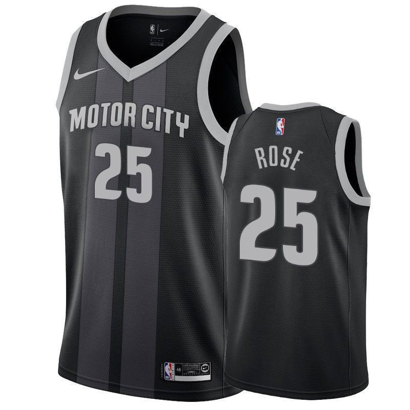 Men's Detroit Pistons Derrick Rose 25 City Men's Jersey - JS956
