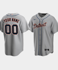 Men's Detroit Tigers 00 Custom Gray Road Jersey Jersey