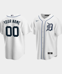 Men's Detroit Tigers 00 Custom White Home Jersey Jersey