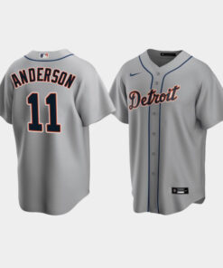 Men's Detroit Tigers 11 Sparky Anderson Gray Road Jersey Jersey